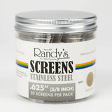 Randy’s® | 0.812" Stainless Steel Screens – Jar of 20 (36 Jars / 720 Screens Total)