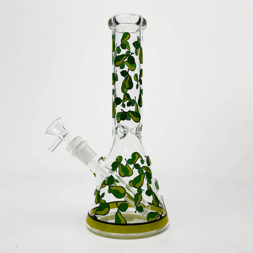 10" Glass Beaker Bong with Apple Design [FT08] | Wholesale