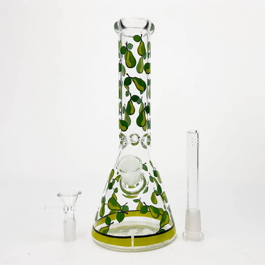 10" Glass Beaker Bong with Apple Design [FT08] | Wholesale