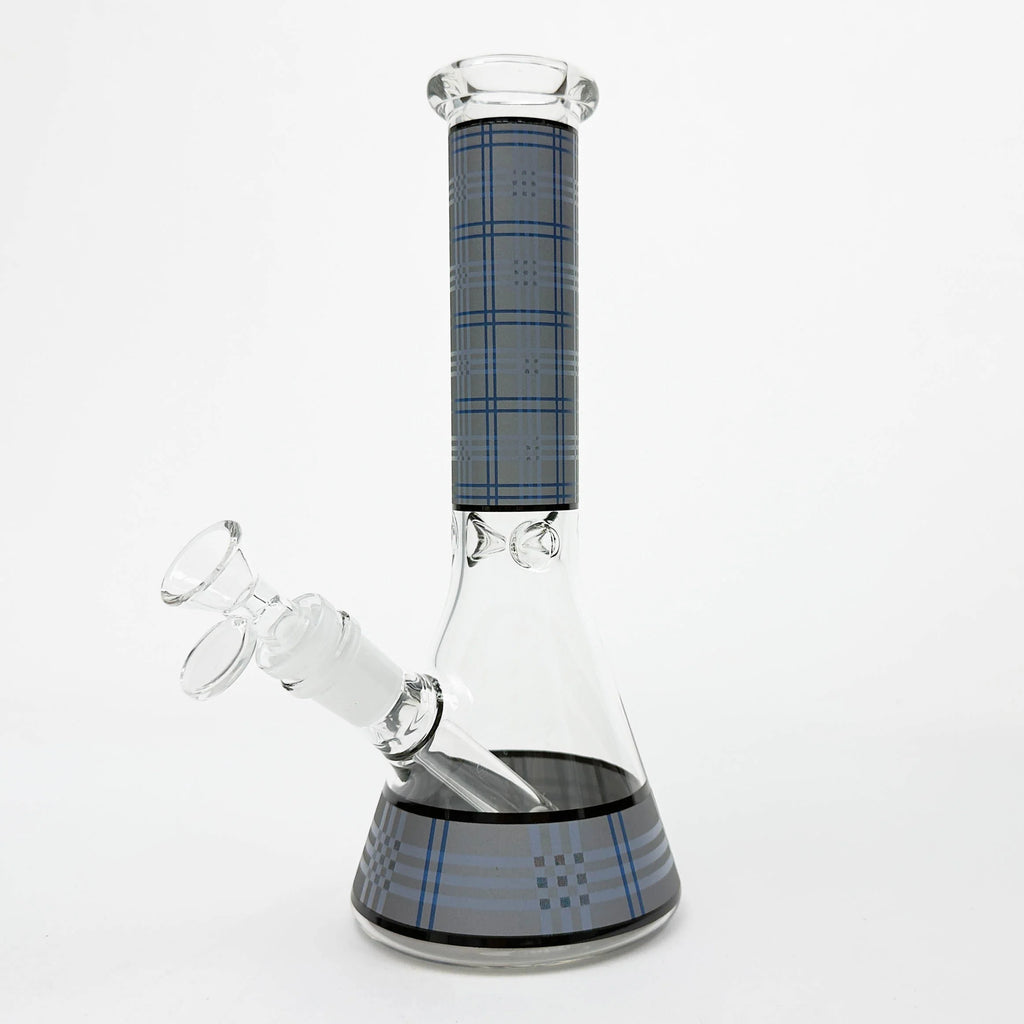 10" Glass Beaker Bong with Rectangle Print Design – [FT510]