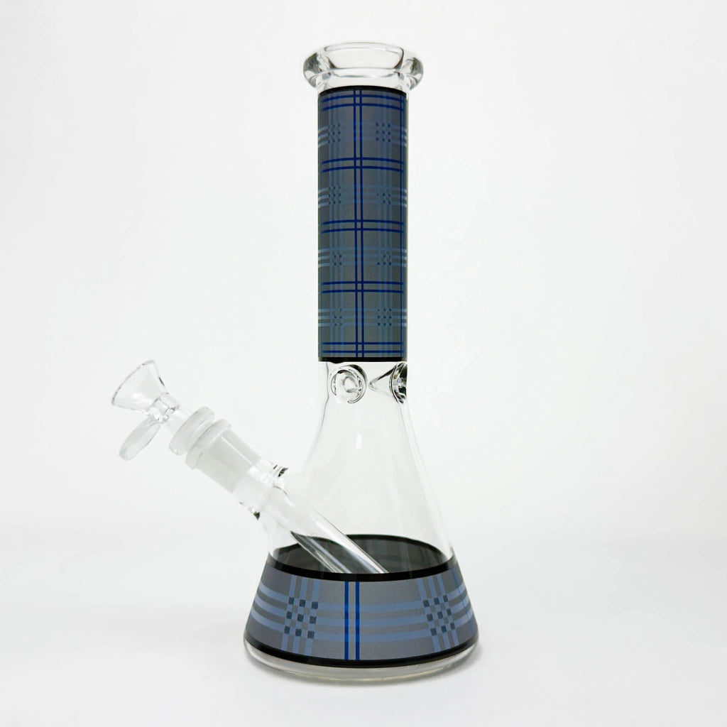10" Glass Beaker Bong with Rectangle Print Design – [FT510]