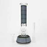 10" Glass Beaker Bong with Rectangle Print Design – [FT510]