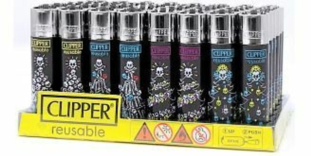Clipper Christmas Skulls Lighters - 48ct