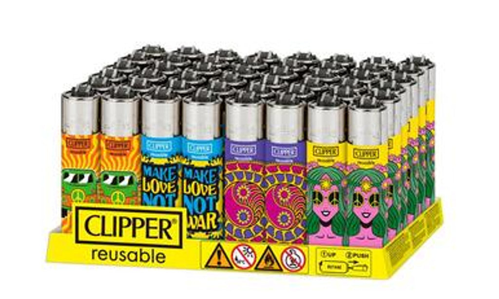 Clipper Hippie Colorful Lighters - 48ct