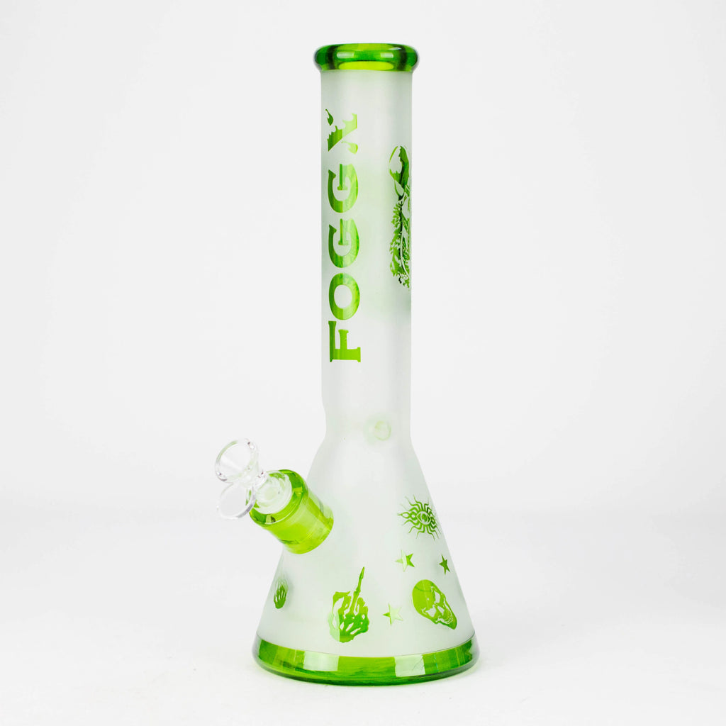FOGGX | 14" Sandblasted Frosted Small Skull Beaker Glass Water Pipe – 7mm Thick [FT1649ATS]