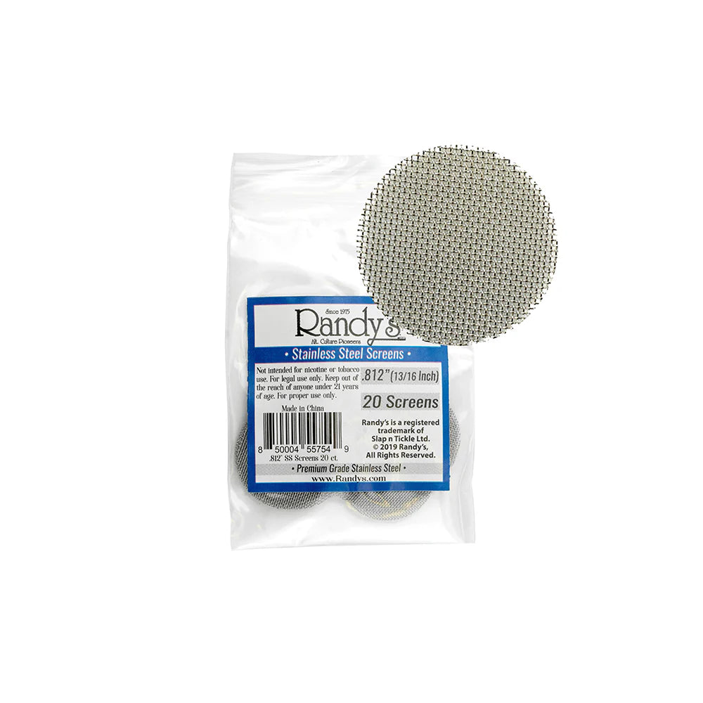 Randy’s® | 0.812" Stainless Steel Screens – Jar of 20 (36 Jars / 720 Screens Total)