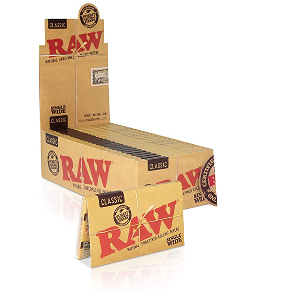RAW Classic Single Wide Papers | 50 Pack Display
