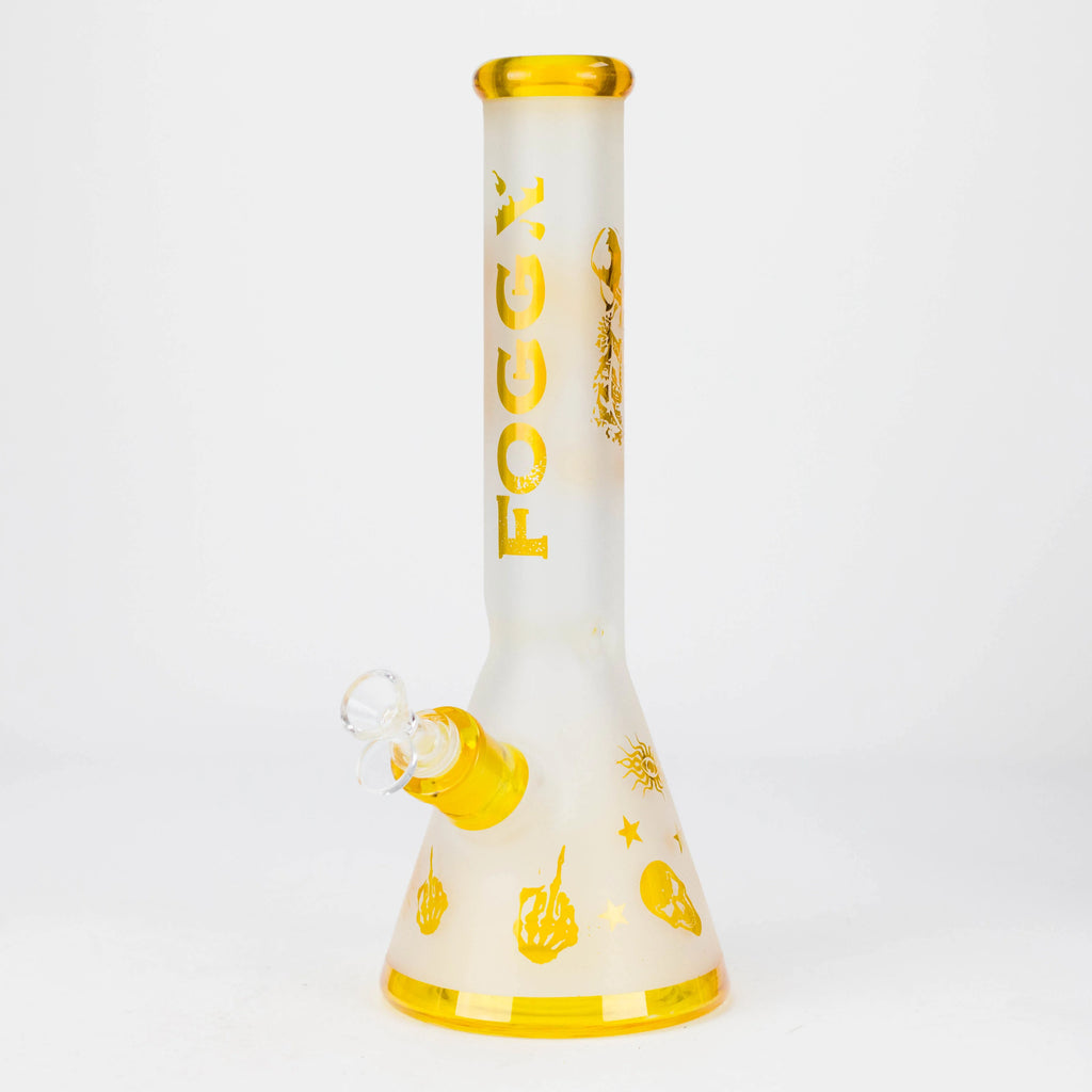 FOGGX | 14" Sandblasted Frosted Small Skull Beaker Glass Water Pipe – 7mm Thick [FT1649ATS]