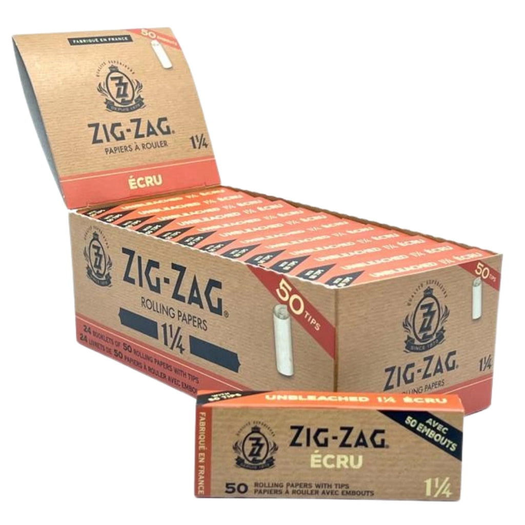 Zig-Zag Unbleached 1 1/4 Papers + Tips | Wholesale Box of 24