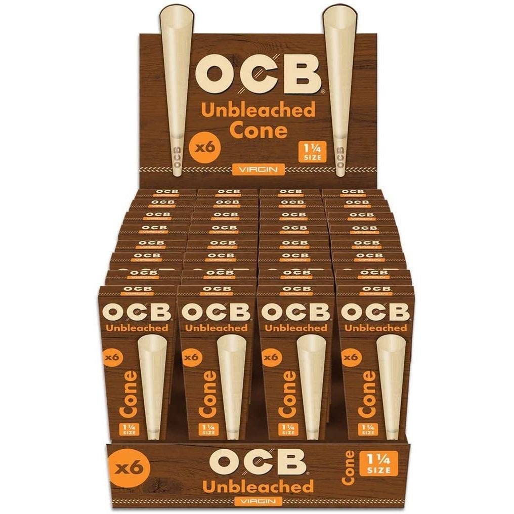 OCB Virgin Unbleached 1 1/4 Cones | Wholesale Display