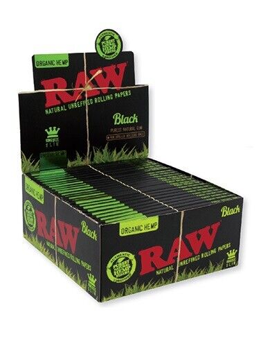 Raw Black Organic Hemp King Size Slim Rolling Paper - 50ct